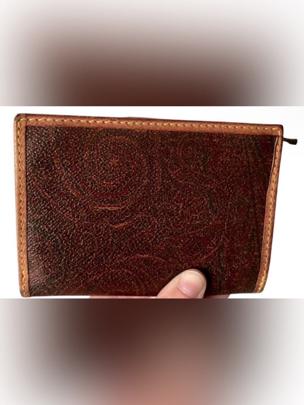 ETRO 1994 Milano Paisley Accordion Tobacco Leather Collector Wallet - Picture 2 of 12